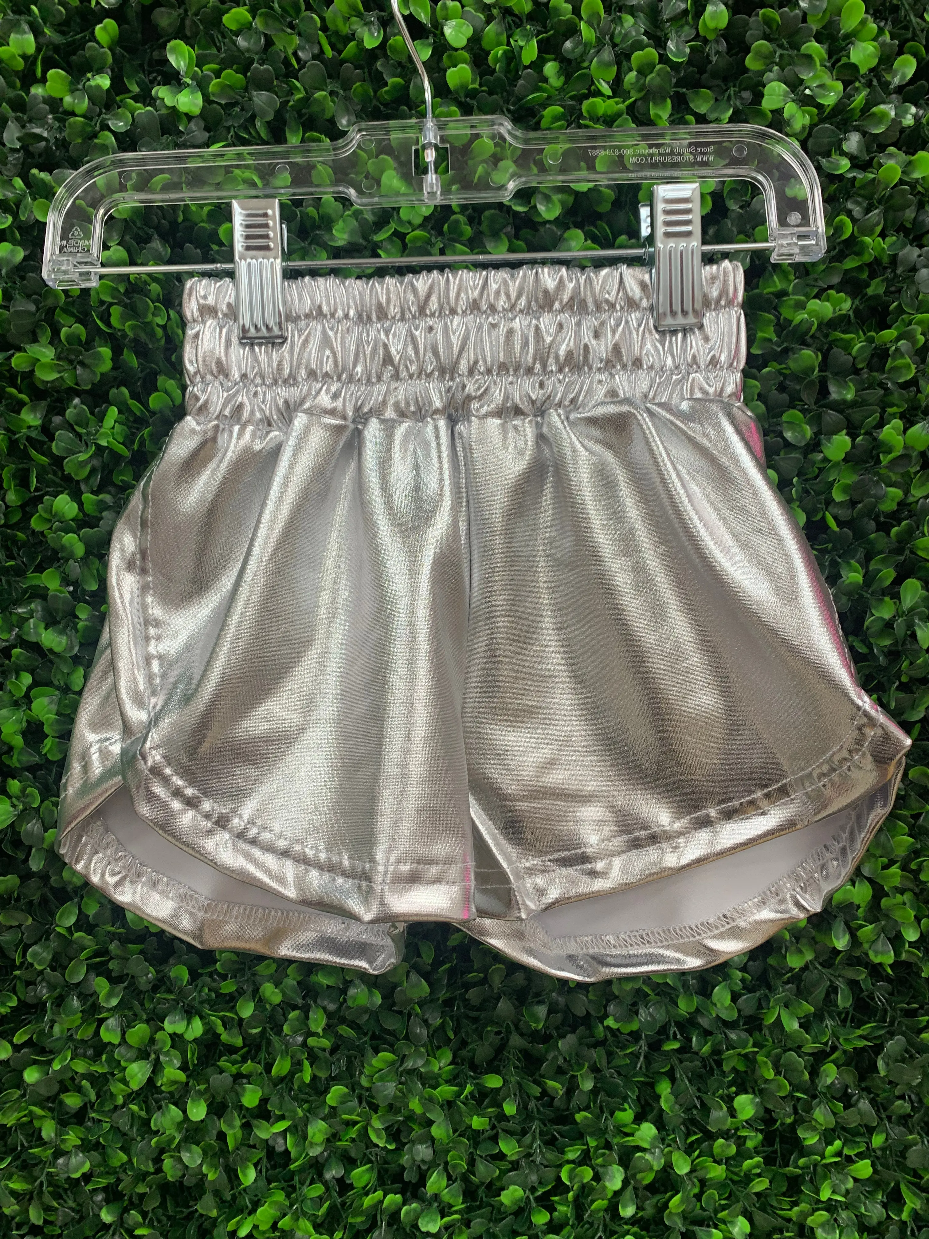Silver Metallic Shorts