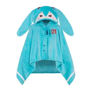 Cartoon Hatsune Miku Multifunctional Warm Hooded Shawl Nap Blanket Cute Warm Soft Cape Air Conditioning Blanket Girl Gift