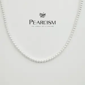PEARLISM Freshwater AK Pearl Full String Necklace 4-5mm 40cm Authentic Cultured Pearls Silky Iridescent Luster Hand-Knotted Craftsmanship-N59TTEV