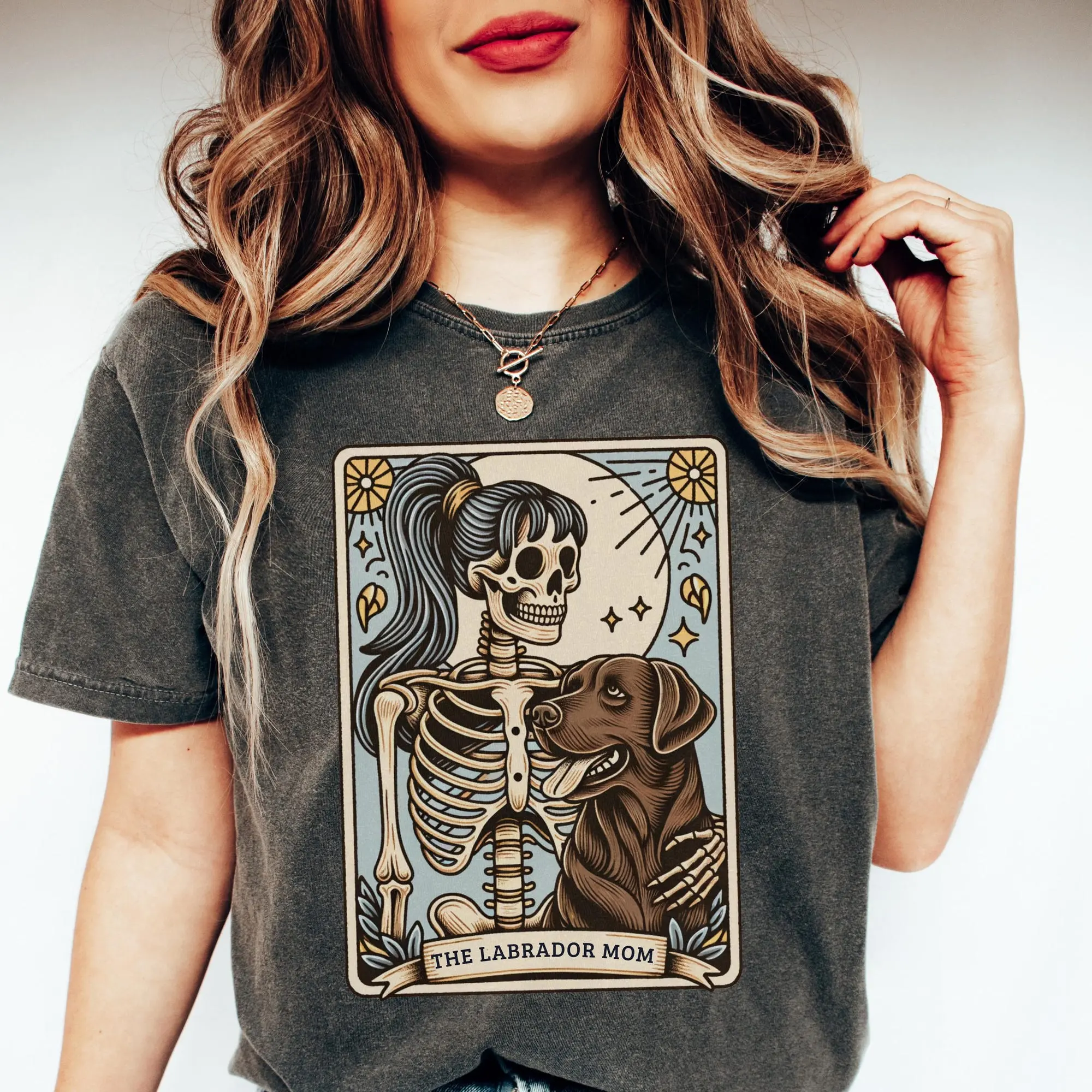 Chocolate Labrador Shirt, Comfort Colors Chocolate Lab Mom Tarot Card T-shirt, Fall Halloween Labrador Retriever Tee, Gift for Lab Dog Mama