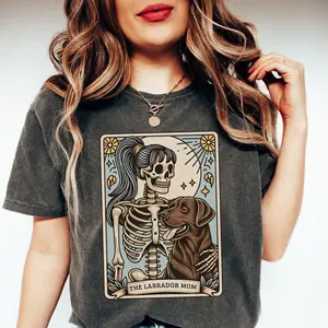 Chocolate Labrador Shirt, Comfort Colors Chocolate Lab Mom Tarot Card T-shirt, Fall Halloween Labrador Retriever Tee, Gift for Lab Dog Mama