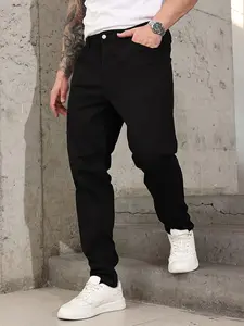 Men's Solid Color Plain Denim Pants Jeans, Casual Skinny, Street Fashion Casual Comfy Trousers for Daily Outdoor Wear, Mens Bottoms for All Seasons, Menswear, Streetwear