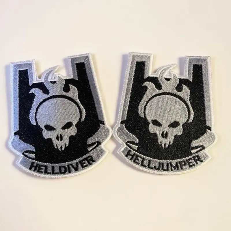 Embroidered Patch Applique - Helljumper ODST-Inspired Helldivers & Halo Sci-Fi Game Crossover Tribute, 3.24x3.73in, Multiple Backings (Iron-On/Sew-On/Hook), Tactical Look Gamer Collectible for Cosplay, Jacket Customization