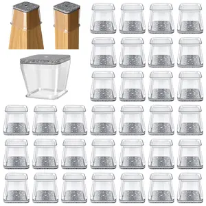 48 Pcs Chair Leg Protectors for Hardwood Floors, Silicone Felt Furniture Leg Cover Pad for Protecting Floors from Scratches and Noise, Smooth Moving, Large(Fit Square：0.98" to 1.42")