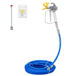 【Summervibes】VEVOR Airless Paint Spray Hose Kit,  50ft 3600 psi High Pressure Fiber Tube with 8 inch Extension Rod Pole, Including 517 Tip and Tip Guard, 1/4" Swivel Joint for Homes Buildings Decks or Fences