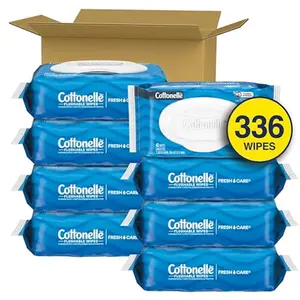Fresh Feel Flushable Wet Wipes, Adult Wet Wipes, 8 Flip-Top Packs, 42 Wipes Per Pack (336 Total Wipes), Packaging May Vary