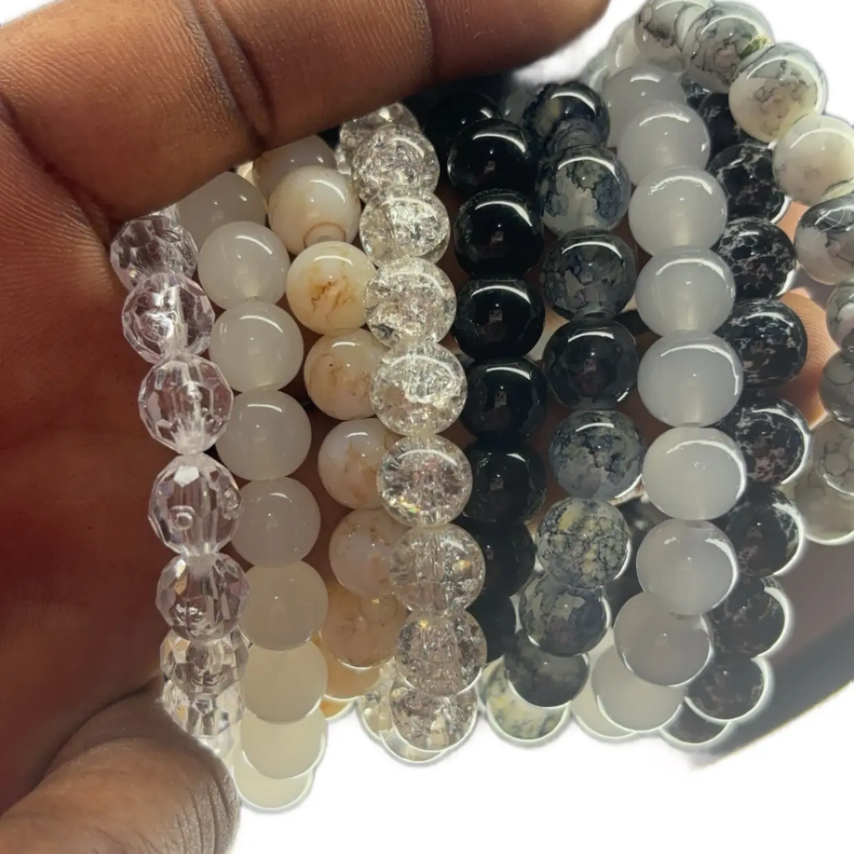 Black and White Beaded Bracelet for Women - Fashion Accessory(1 per order not a set)