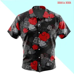 Black Aloha Akatsuki Button Up Hawaiian Shirt