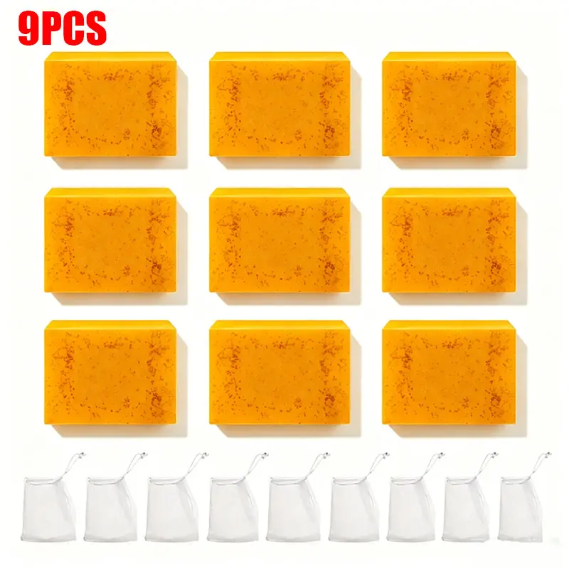 9/12PCS Turmeric & Kojic Acid Soap Bar for Face & Body – Brightening Moisturizing Cleansing Soap, Gentle Nourishing Daily Skincare Body Wash Bar, Natural Extract Beauty Soap Summervibes