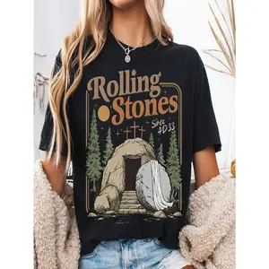 Rolling Christian T-Shirt,  Stones Easter Clothing, Jesus Christ Shirt, Gift Comfortable Home Wear, Daily Fashion, Party Wear T-Shirt,Unisex Style ,Women T-Shirt,Men Tshirt , Unisex Style,Holiday T-Shirts, Gift Tee, Fans Tee