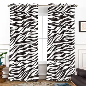 Zebra Print Curtain, Room Darkening Thermal Insulated Blackout Fashion Black White Window Drapes with Grommets for Living, Dining, Bedroom, 52"x 84", Set of 2 Panels, CLDWSP0207