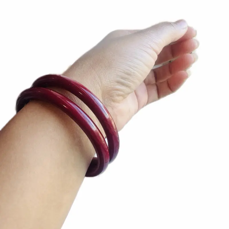 Women's Red and Green Jade Bracelet - High Quality Bracelet, Smooth Finish, Classic Design, Fashion Costume Jewelry Accessory, Daily Wear, Female, Casual, Elegant, Arm Candy Accessories