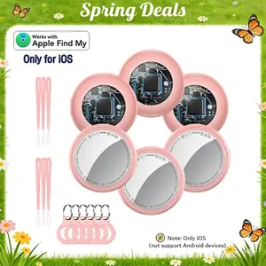 [Spring Deals] Tukio GPS Tracker(iOS Only) for Cars & Pets - Mini Clear Design, Weatherproof Case, Anti-Lost Device, Works with Apple Find My iOS Only, IP67 Waterproof, Replaceable Battery - Smart Key Finder Remote