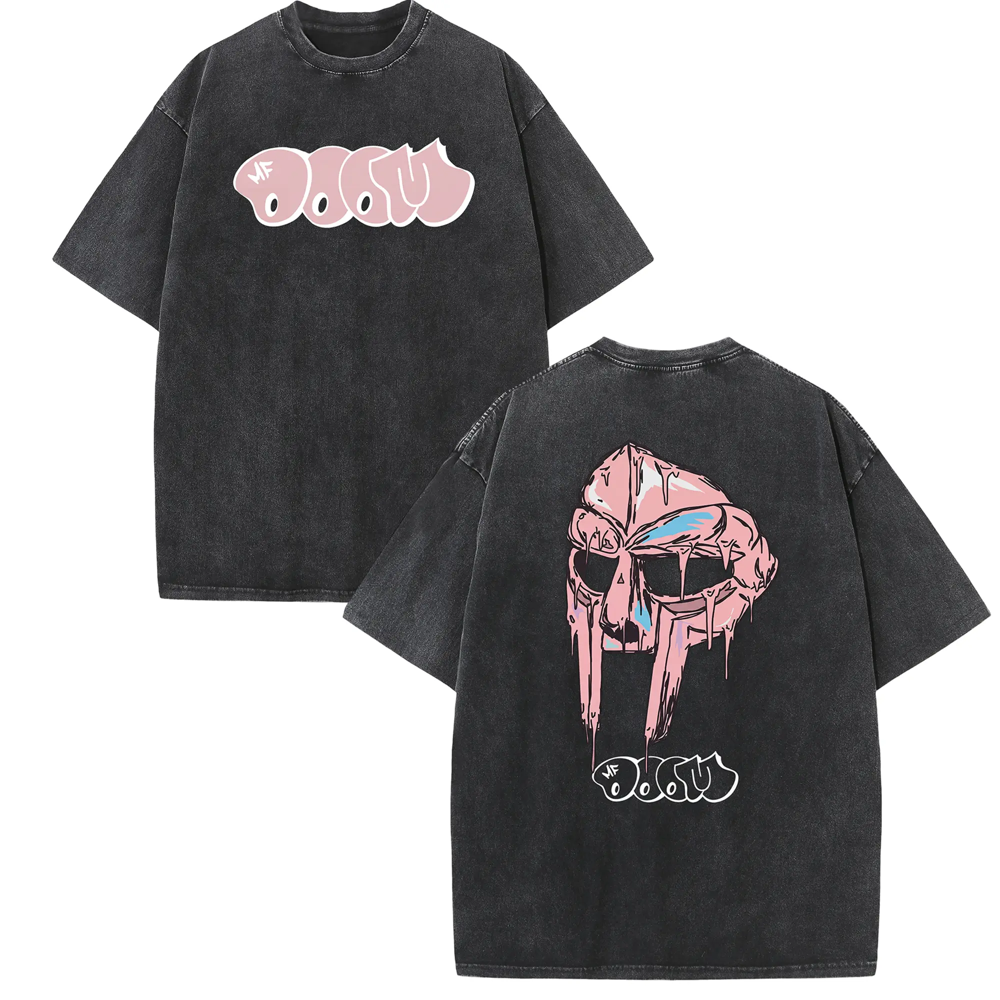 MF Doom Graphic T-Shirt for Men, Oversized Vintage Washed Streetwear, Soft Pre-Shrunk 100% Cotton Fabric Menswear, Shortsleeve, L, 2Xl