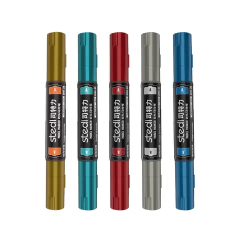 Stedi Metallic Color Double-Ended Coloring Marker Pens Set with Cap, Graffiti Pen Supplies for Model Painters & Gundam Model Painting