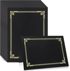 60 Pcs Black Certificate Holders Diploma Covers Folders with Gold Foil Border, Fits 8.5 x 11 Inches Letter Size for Diploma Documents Awards Paper Graduation