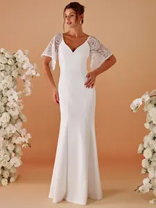 Ever-Pretty Sexy V Neck Maxi Bodycon Evening Dress with Flare Sleeves EP00550
