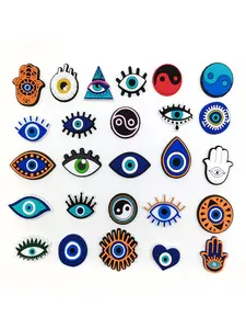 16-26pcs Colorful Evil Eye Shoe Charms, Removable Plastic DIY Accessories for Clogs Sandals Beach Bags Party Gifts, Bling Shoe Charms