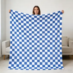 Berkshire Checkered Patterned Plush Throw, 60x80 in Size, Soft Textile Bedding Accessory, Patterned Plush Throws