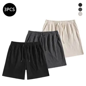 Men’s 3-Pack Corduroy Summer Straight-Leg Bermuda Shorts – Casual, Loose Fit, Versatile Athletic Fitness Pants