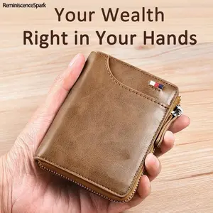 Men’s Minimalist Genuine Leather Slim Bifold Wallet – RFID Blocking Security, 14 Card Slots, Compact Front Pocket Design, Elegant Durable Everyday Carry for Work & Casual Use