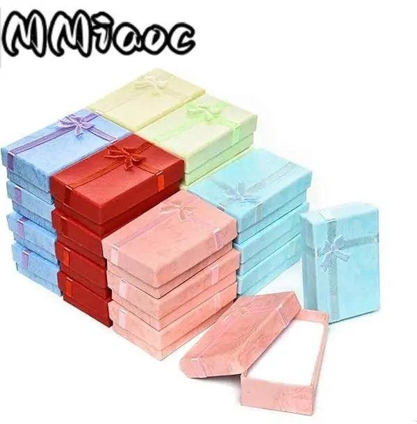 24 Pcs Mix Elegant Cardboard Jewelry Gift Boxes Set with Lids, Bows, Detachable Velvet Pads - Sturdy Small Square Paper Boxes for Necklaces, Rings, Bracelets, Earrings - Anniversary Gifts for Colleagues - Better Hold Home Organizer Storage Bin, Friend