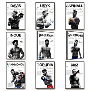 Boxing Legend Fighter Canvas Poster Wall Art MMA Champion Facsimile Signature Print Modern Black & White Minimalist Combat Sports Decor for Home Gym Man Cave Bedroom & Boxing Club