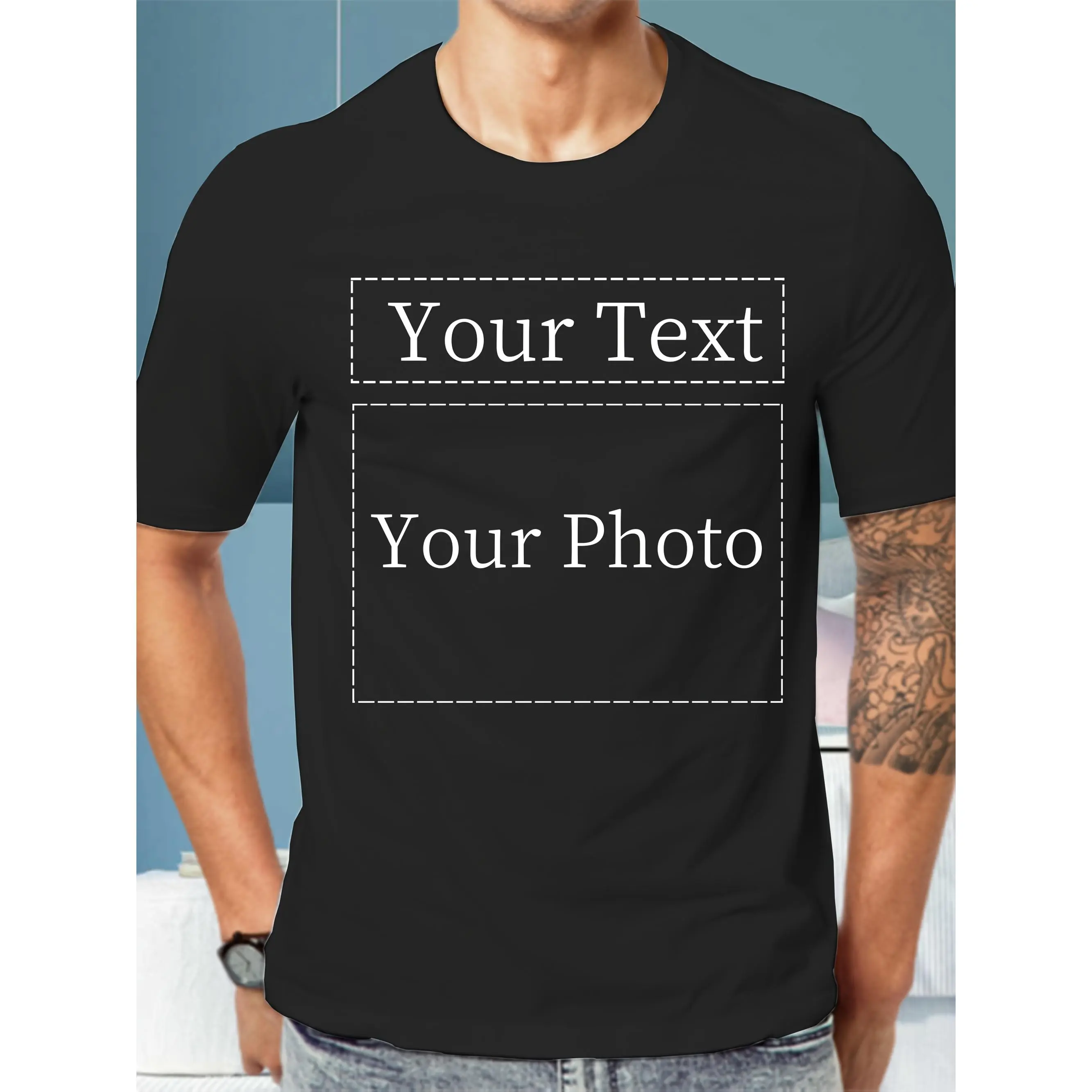 Men's Custom Graphic Crewneck Tee, Relaxed Fit Athleisure Menswear, Soft Streetwear Style for Gifts or Team Events