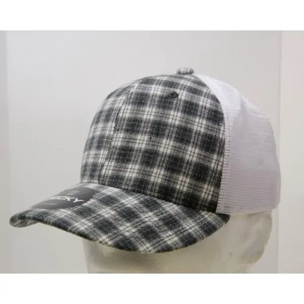 212 MAIN Dog & Cat Plaid Print Snapback Trucker Cap (6017-214 Model 214-White) - 6-Panel Mid Profile Structured Cotton-Nylon Mesh Hat, Pre-Curled Bill, 1 Size Fits Most, Snapback Closure