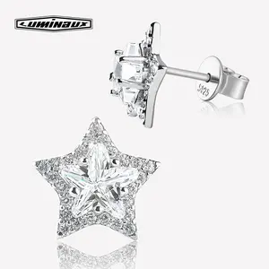 S925 Sterling Silver Star-Shaped Stud Earrings, VVS1 Clarity & D Color, Jewelry Box Packed Ear Studs Modern Versatile Accessories Fashion Jewelry Perfect Birthday Anniversary Engagement Christmas Gift