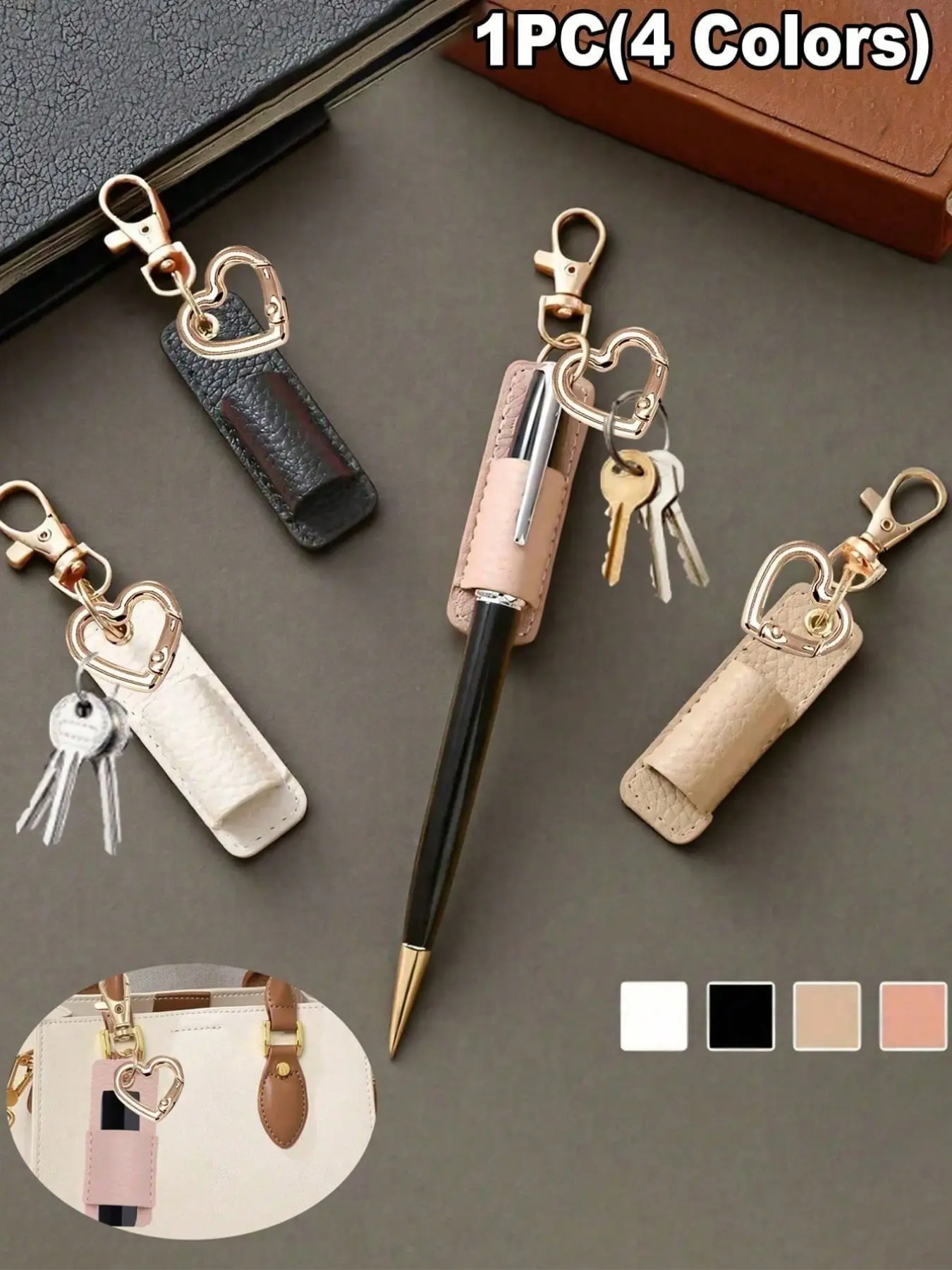 Pen clip keychain with heart-shaped spring clasp, nurse pen clip, anti-lost pen clip keychain, lipstick pen clip, practical gift clip, makeup artist pen clip, car key organizer clip, medical staff work ID clip, Fashionable alloy keychain, Stylish keychain