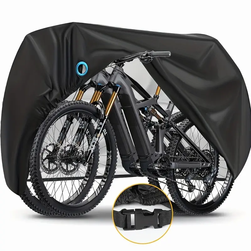 Bike Cover For 2 Or 3 Bikes Outdoor Waterproof Bicycle Covers Rain Sun Dust Wind Proof With Lock Hole For Mountain Road Electric Bike Heavy Duty Bikes Black