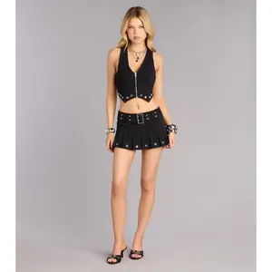 Off Duty Attitude Belted Mini Skort