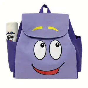 CartoonBackpack,PurpleSoftPlushSmileFaceBackpack