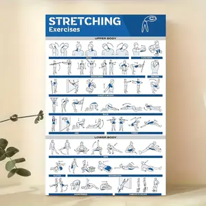 1pc Stretching Practice Canvas Wall Art - Frameless fabric poster with labeled full-body stretching, suitable for gyms, yoga studios, and home exercise decoration - Reusable fitness guide, for flexibility and athletic ability, yoga teaching poster