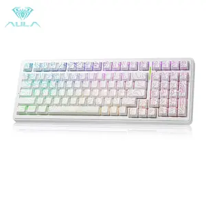 AULA F99 Wireless Mechanical Keyboards, Hot Swappable Custom, RGB Backlit PC Gaming Keyboards,BT5.0/2.4GHz/USB-C,Topographic Side-printed Keycaps,LEOBOG Switch