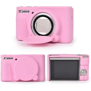Case Compatible for  Powershot SX740/SX730 HS Digital Camera - Soft Rubber Protective Sleeve with Removable Lens Cover - Anti-Slip & Anti-Scratch - Pink