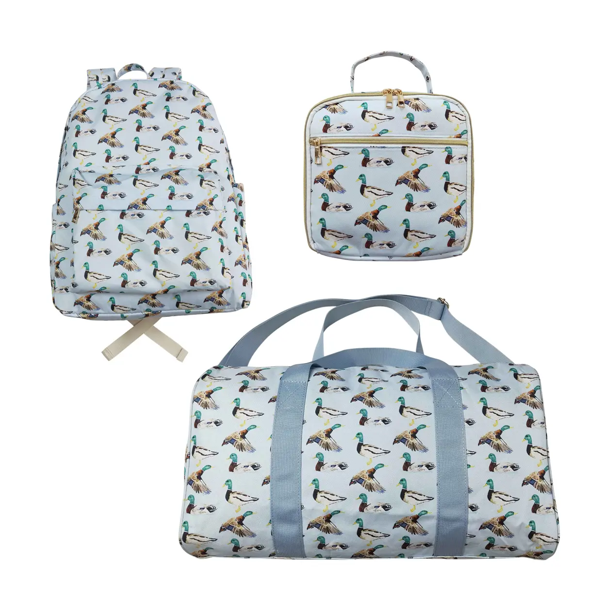 BA0277 Kids' Duck-Adorned Blue Stylish Simplicity Travel Backpack & Duffel Bag - Lightweight, Portable, Cute, Flexible Adventure Travel Accessory Luggage, Cute Travel Bags