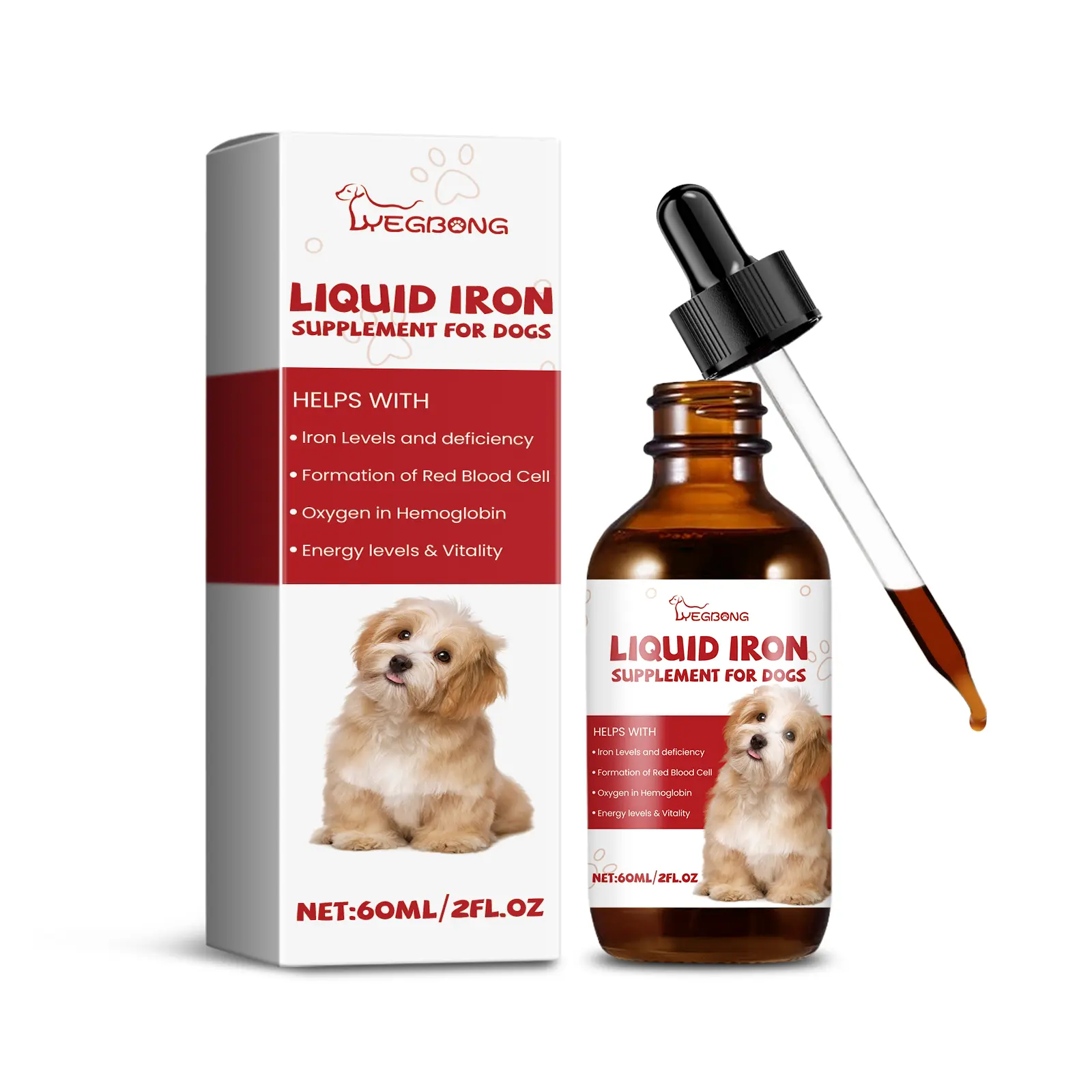 Dog Iron Supplement | Iron Liquid Drops for Dogs Energy & Vitality Support dog health supplement canine iron boost