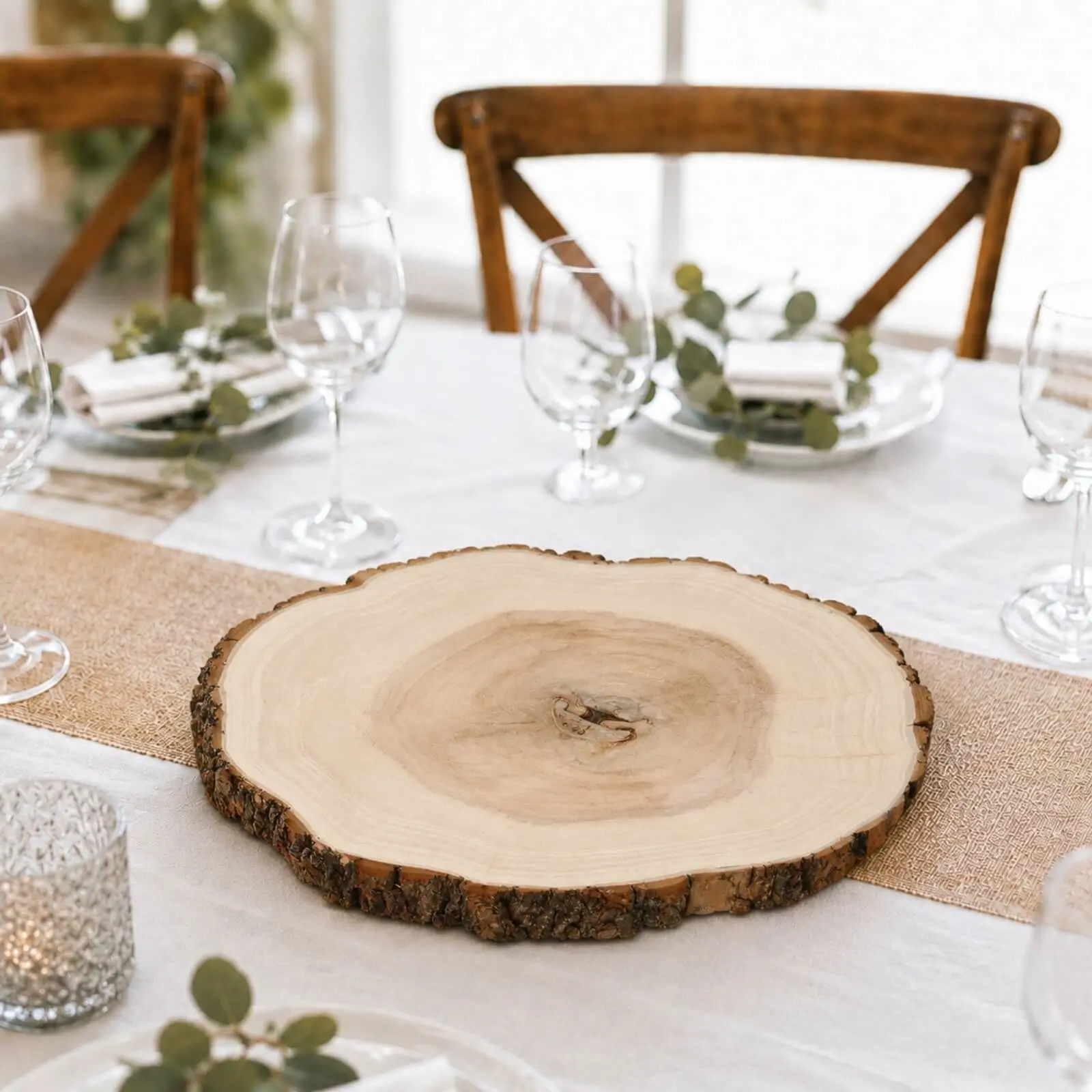 Poplar Wood Slabs Rustic Round Slices 18" Dia - Natural Table Centerpieces for Large Events
