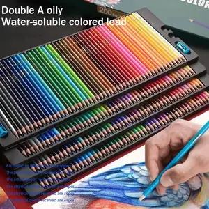 Noyao Colored Pencils Oil-Based 8/48 Colors Drawing Set, Professional Water-Soluble Art Brushes, Wooden Storage Bag, Kids Painting Pens