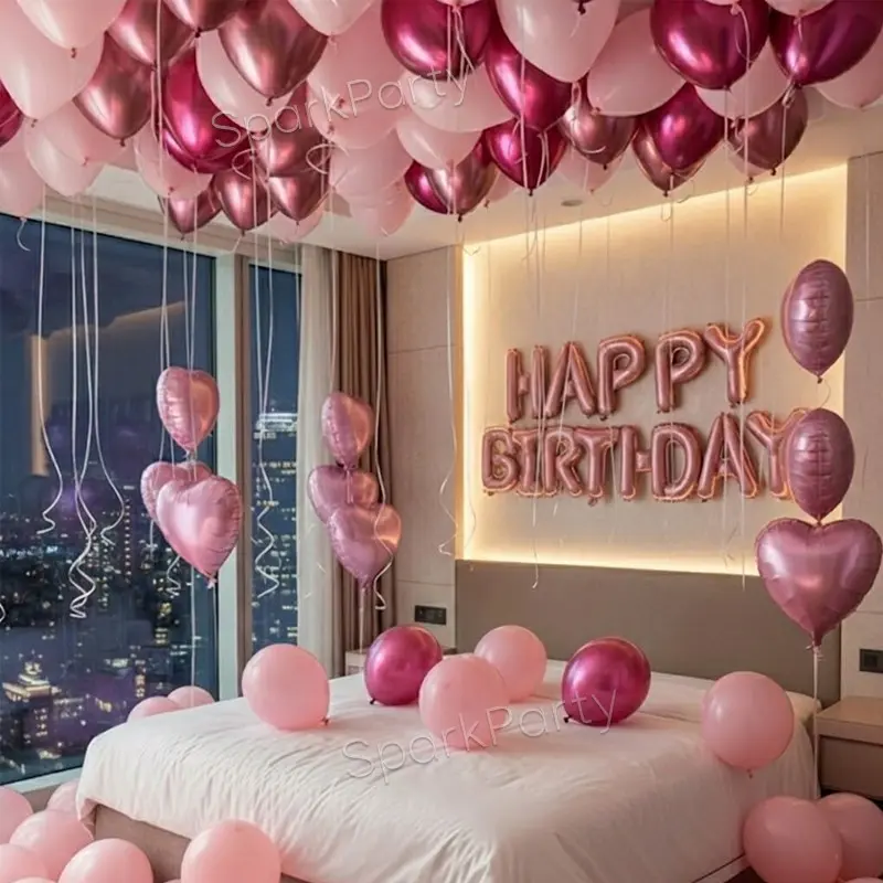 49pcs Birthday Party Balloons Set, Dreamy Princess Theme Decorations, 16'' Happy Birthday Banner, 18'' Heart Foil Balloon, 10'' Latex Balloons, Balloon Decorations Kit, Balloon Party Supplies