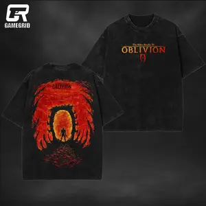 GAMEGRID The Elder Scrolls IV Oblivion Oversized Washed T-Shirt Unisex Classic Fit 100% Premium Cotton Crew Neck Regular Fit Game Merchandise - Clothes, Menswear