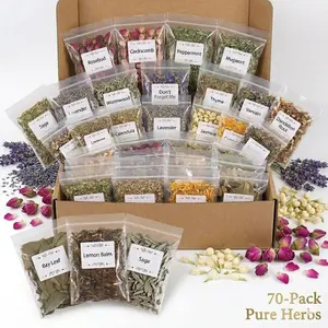 70-Pack Pure Herbs DIY Kit - All-In-1 Witchcraft Supplies for Wiccan Rituals, Spell Casting - Ideal for Beginner Wiccan Enthusiasts (Candle & Soap Making Compatible)