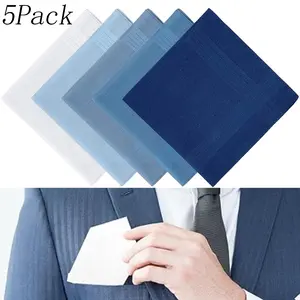 Selected 100% Pure Cotton Handkerchiefs - 5 Pack Colors with Exquisite Stitching, Soft and Breathable Daily Essentials, Perfect Christmas Gift for Family and Friends
