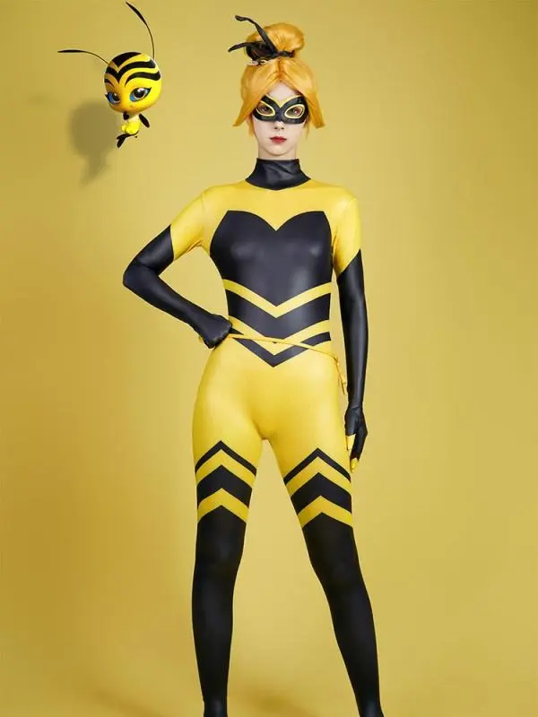 [Officially Licensed] Miraculous Queen Bee Cosplay Costume Chloé Bourgeois Superhero Bodysuit Halloween Costume
