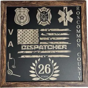 Laser Engraved Metal Plaque with Wood Frame Decor Signs