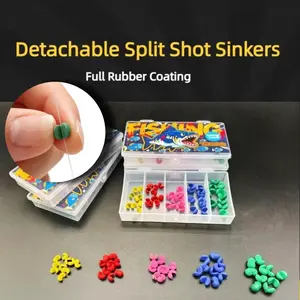 50 Pcs Detachable Reusable Split fishing sinkers, fishing weights, Fishing equipment, Rubber Coating Design, Split Shot Sinkers | All-Round Fishing Line Protection | 5 Weight Models for Rock Fishing, Sea Fishing, Freshwater Bottom Fish