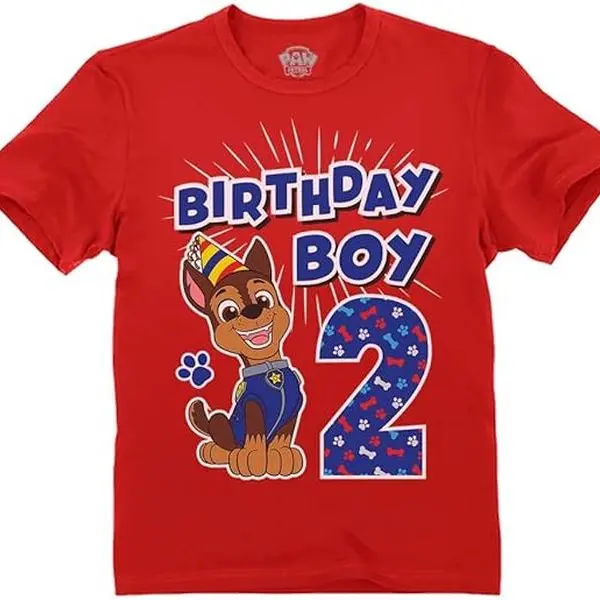 Tstars Chase Birthday Boy 2 Shirt Gifts for Two Years Old Boys Second Bday Party Paw Patrol Toddler Kids T-Shirt Cartoon Print Tee