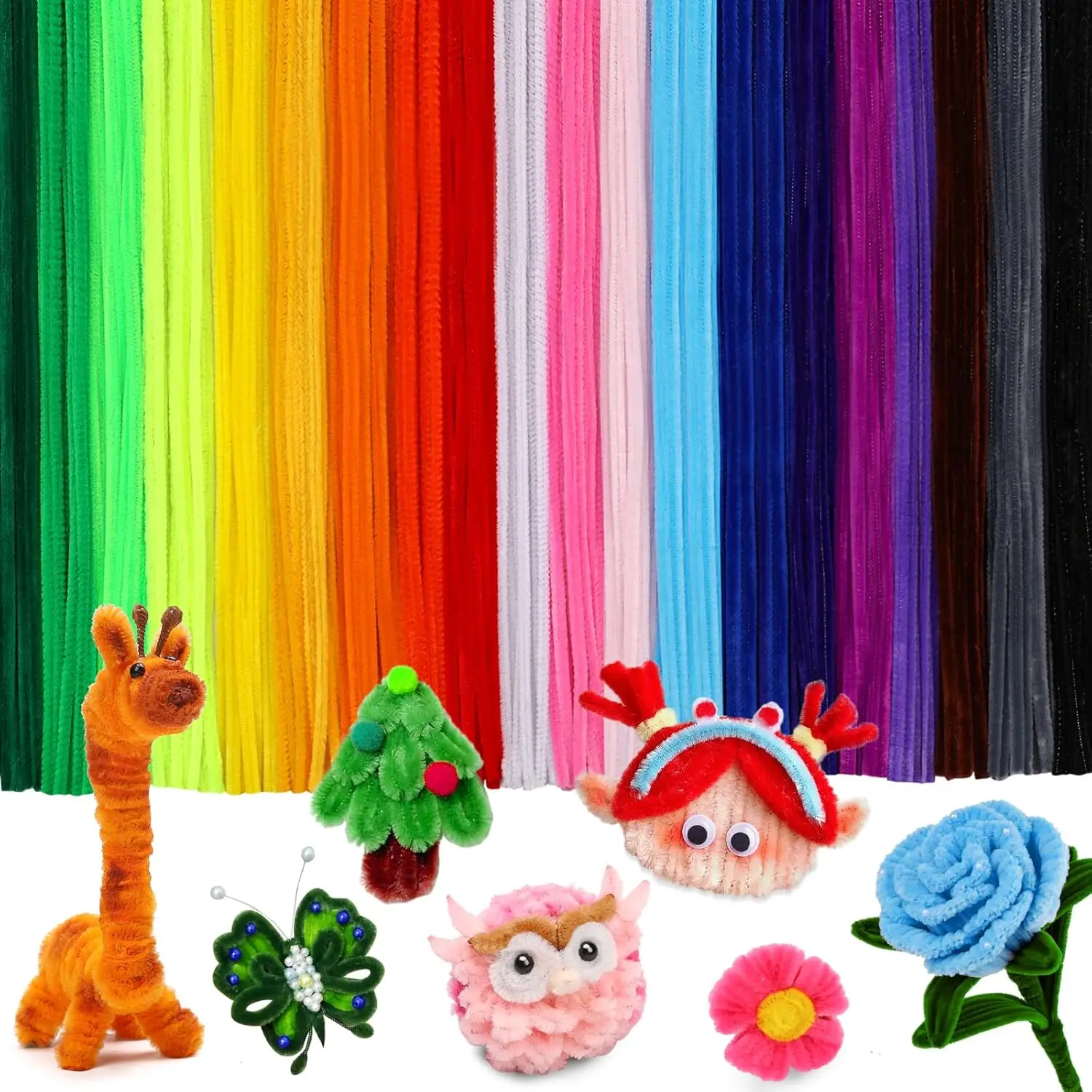 Pipe Cleaners 200 Count Creative Chenille Stems 20 Colors Fuzzy Pipe Cleaners Bulk for Crafts DIY Home Arts and Crafts Decorations Supplies